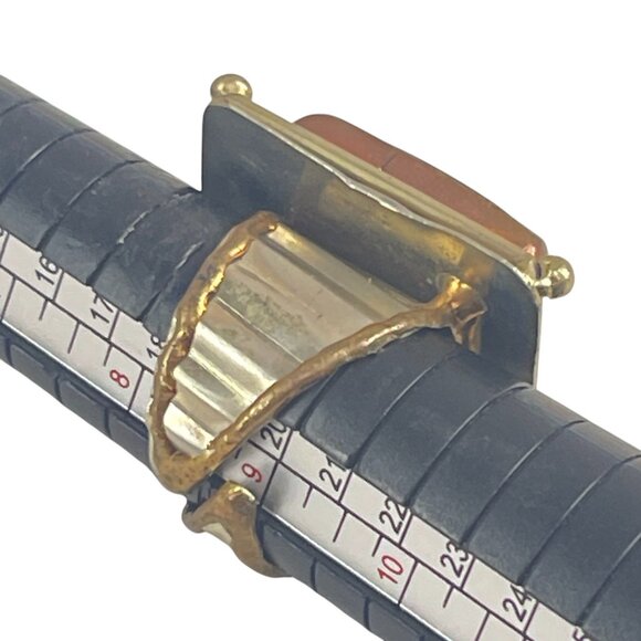 Vintage Gold-Tone Women's Adjustable Ring With Red Stone Accent Retro - Picture 7 of 7